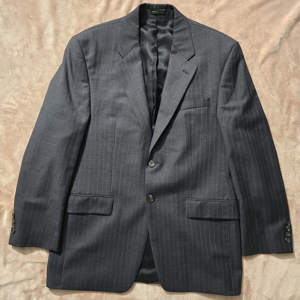 Lauren Ralph Lauren Blazer Mens Gray Pinstripe Wool Made in Canada 38R